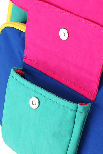 Kawaii Japanese 80s 90s Retro Vintage Contrast Nylon Backpack Bag with Handles
